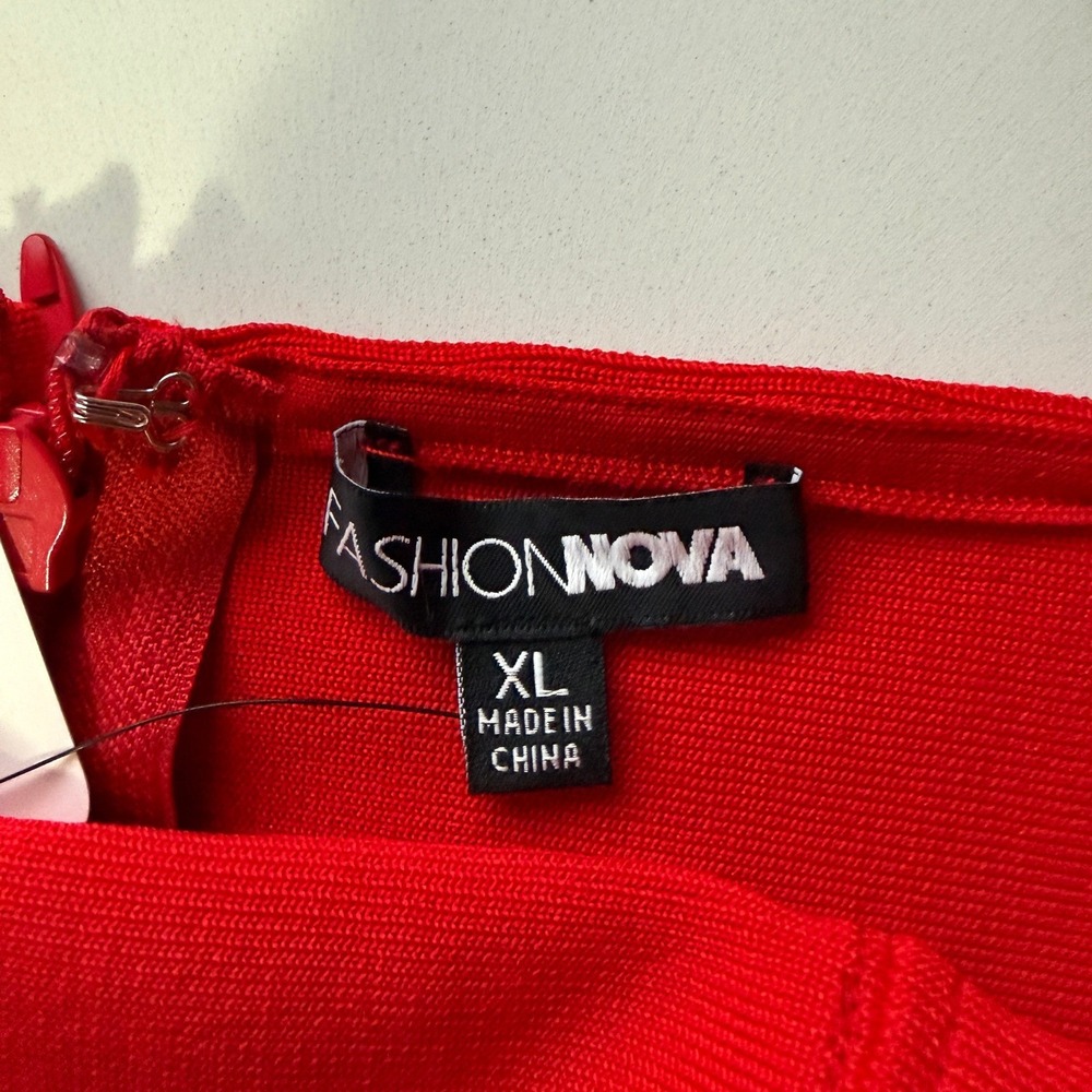 Fashion Nova My Sweetheart Skirt Red Bandage 2 Piece Set XL NWT - Picture 9 of 12
